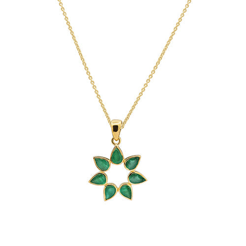 Flower Pendant in Emerald Necklace Memara 
