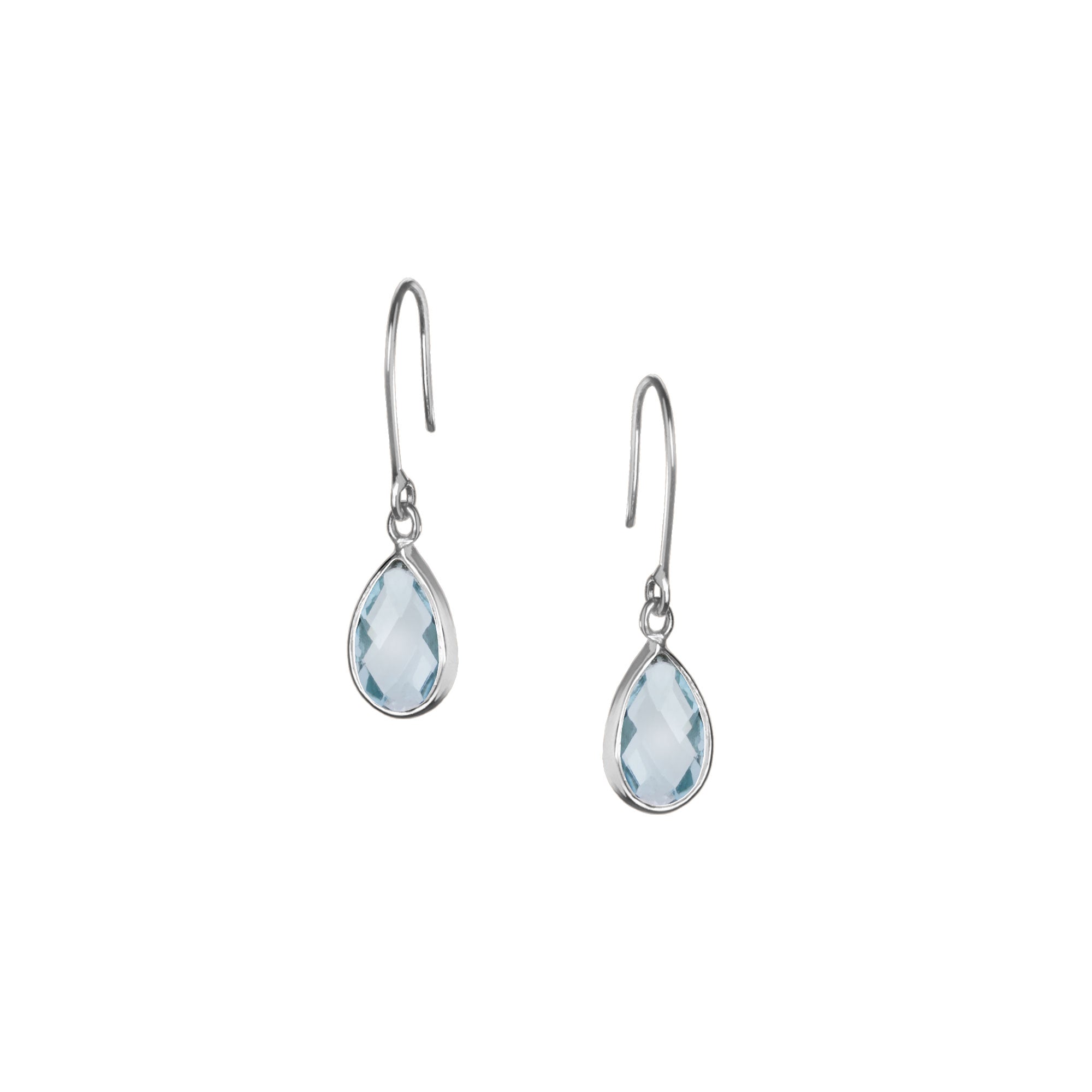 Tear Drop Earring in Silver with Blue Topaz Earring Memara 