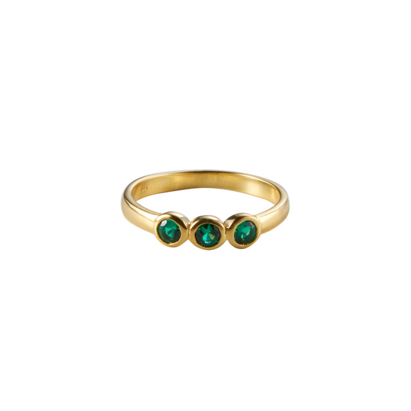 Triplet in Gold with Emerald Zirconia Ring Memara 