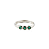 Triplet in Silver with Emerald Zirconia Ring Memara 