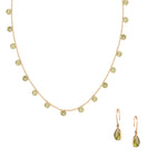 Zaza Necklace & Tear Drop Earrings in Gold with Peridot – Jewellery Set Memara 