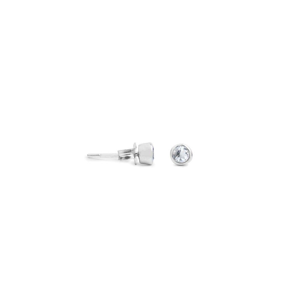 Acer Ear Stud in Silver with Zirconia Earring Memara 