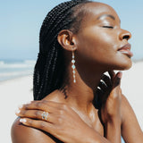 Cascade Earrings in Gold with Aqua chalcedony Earring Memara 