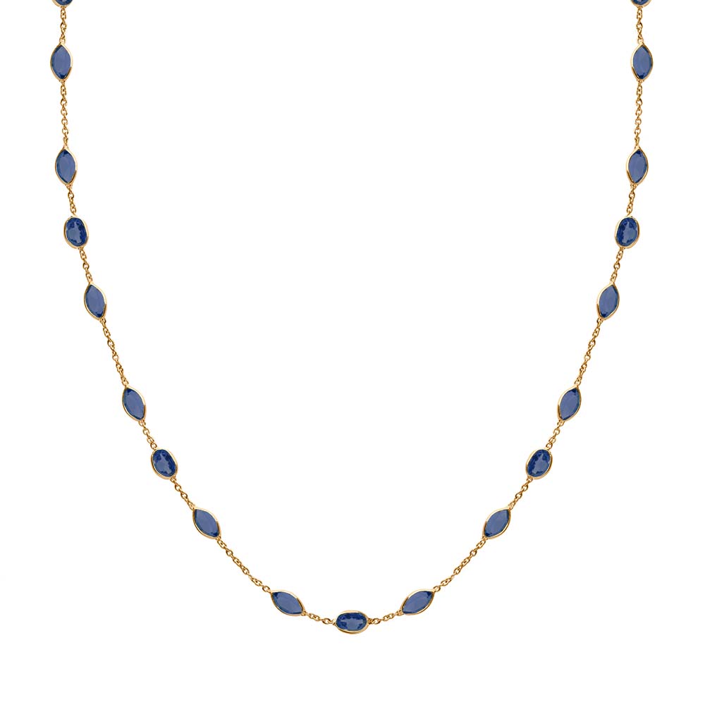 Malike Necklace in Gold and London Blue Topaz Necklace Memara 